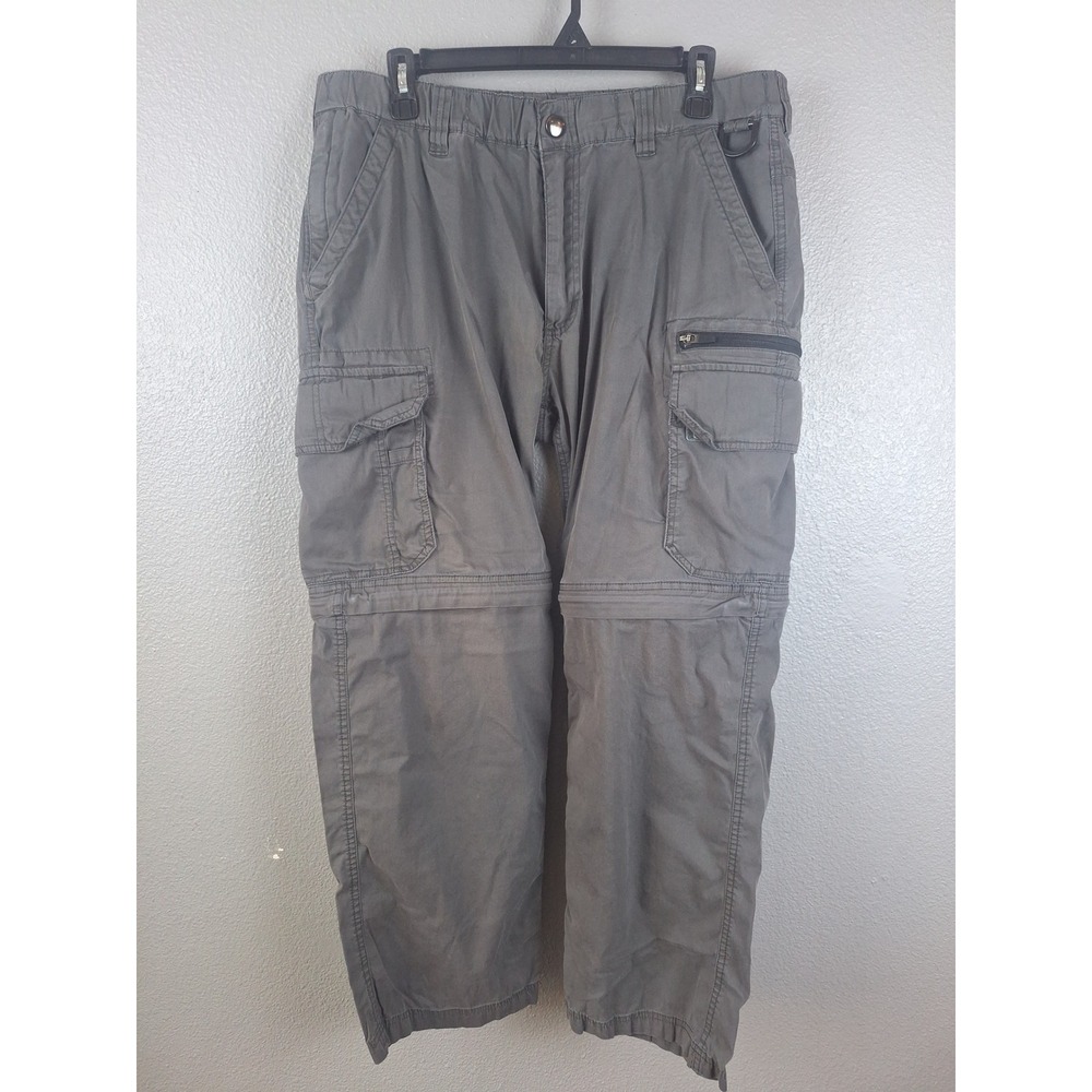 BC Clothing Convertible Cargo Pants Men 34 Gray Zip Off Hiking Utility Outdoor